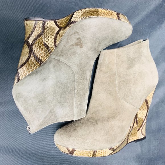 Alexandre Birman Grey Platform Snakeskin Wedges - Picture 7 of 10